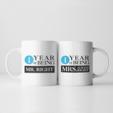 Thumbnail 1 - Set of Two 1 Year of Being Right Mr and Mrs Mugs