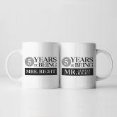 Thumbnail 4 - Set of Two 5 Years of Being Right Mr and Mrs Mugs