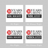 Thumbnail 5 - Set of Two 30 Years of Being Right Mr and Mrs Mugs