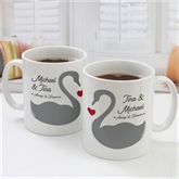 Thumbnail 1 - Personalised Pair Of Romantic Swans Mugs