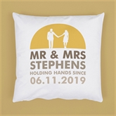 Thumbnail 1 - Personalised Mr and Mrs Holding Hands Cushion