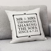 Thumbnail 1 - Mr & Mrs Sharing The Sofa Personalised Cushion
