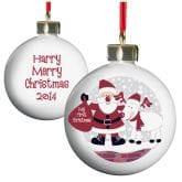 Thumbnail 2 - Personalised Santa And Rudolf Bauble - First Christmas