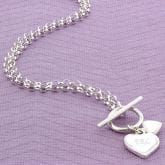 Thumbnail 6 - Personalised Sterling Silver Heart & T Bar Necklace