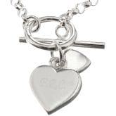 Thumbnail 10 - Personalised Sterling Silver Heart & T Bar Necklace
