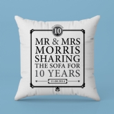 Thumbnail 2 - Personalised 10th Anniversary Sharing The Sofa Cushion