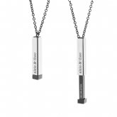 Thumbnail 2 - Personalised Men's Black & Silver Hidden Message Chain Necklace
