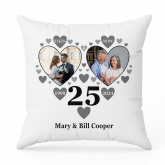 Thumbnail 2 - Personalised Then and Now Silver Anniversary Photo Cushion