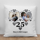 Thumbnail 1 - Personalised Then and Now Silver Anniversary Photo Cushion