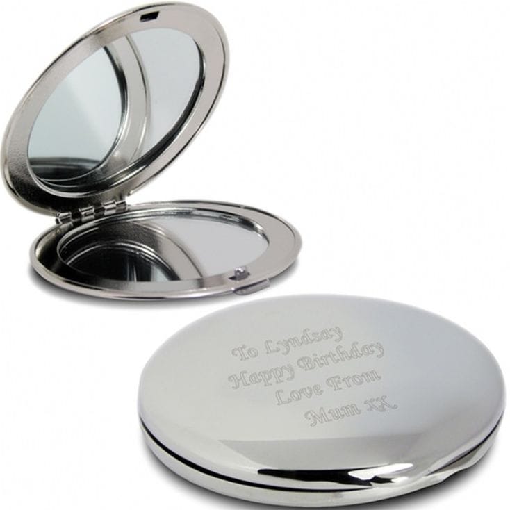 Silver Plated Personalised Compact Mirror Find Me A Gift
