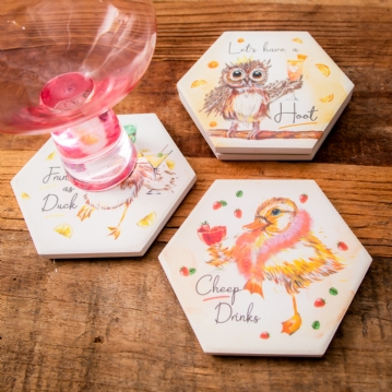 Ceramic Coaster Set - Drunken Party Animals