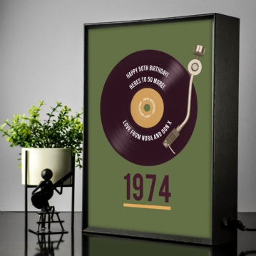 Personalised 50th Birthday Retro Record Light Box