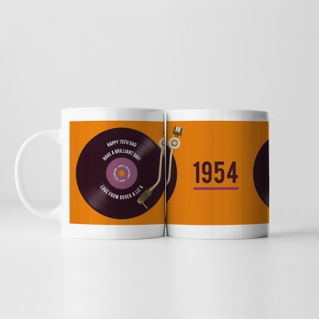 Personalised 70th Retro Record Mug