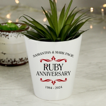 Personalised Ruby Wedding Anniversary Plant Pot