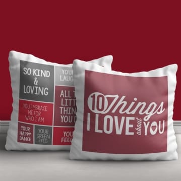 10 Things I Love About You Personalised Cushion