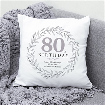 Personalised 80th Birthday Cushion