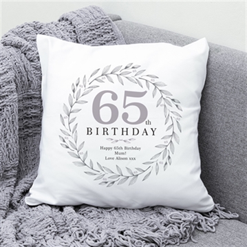 Personalised 65th Birthday Cushion