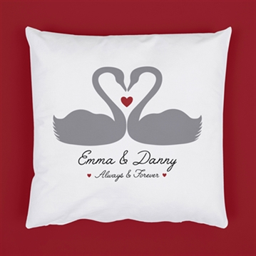 Personalised Romantic Swans Cushion
