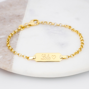 Personalised 18ct Gold Plated Christening Bracelet