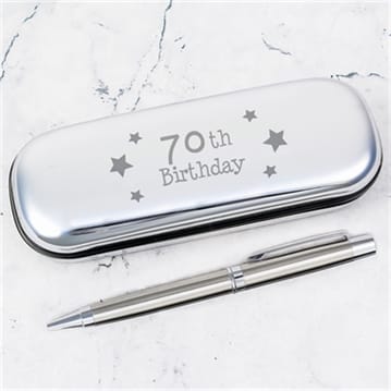 70th Birthday Engraved Pen Case and Ballpoint
