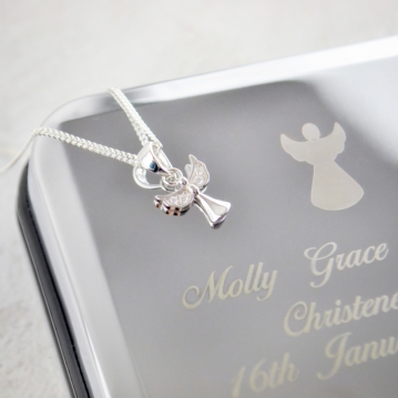 Personalised Christening Angel Necklace & Box