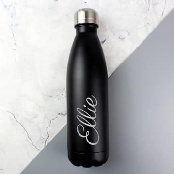 Personalised Reusable Black Metal Bottle