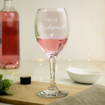 Bridesmaid Personalised Wine Glass