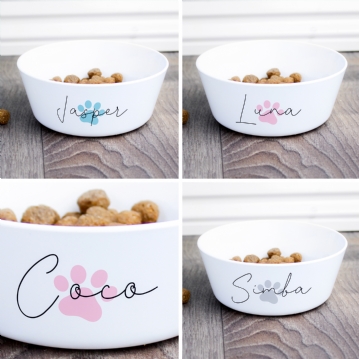Personalised Pawprint Plastic Cat Bowls