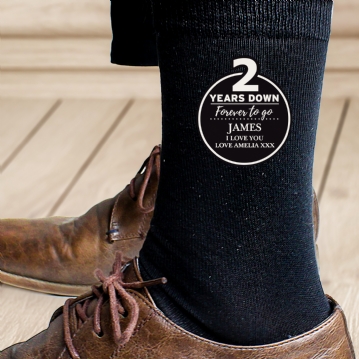 Personalised 2nd Anniversary Mens Socks 
