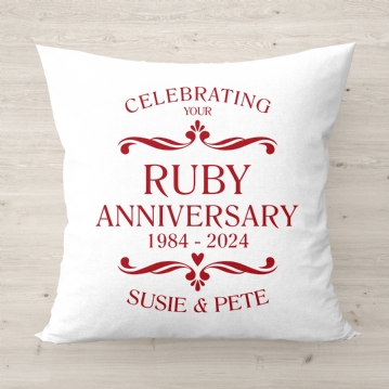 Personalised Ruby Anniversary Cushion - Cream