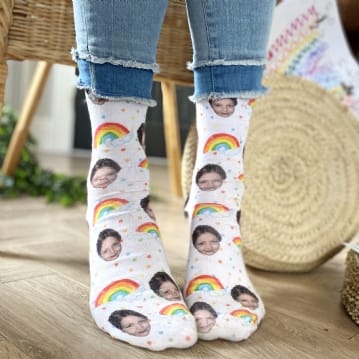 Personalised Rainbow Photo Socks
