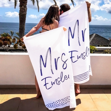 Personalised Mr And Mrs Beach Towels