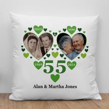 Personalised Then & Now Emerald Anniv Cushion