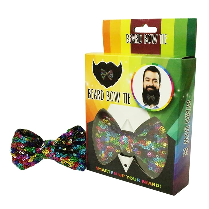 Rainbow Sequin Beard Bow Tie