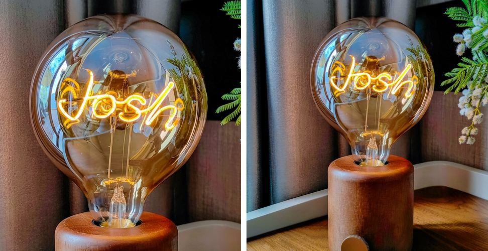 Personalised neon LED glass lamp with name Josh, perfect custom gift for home or office décor