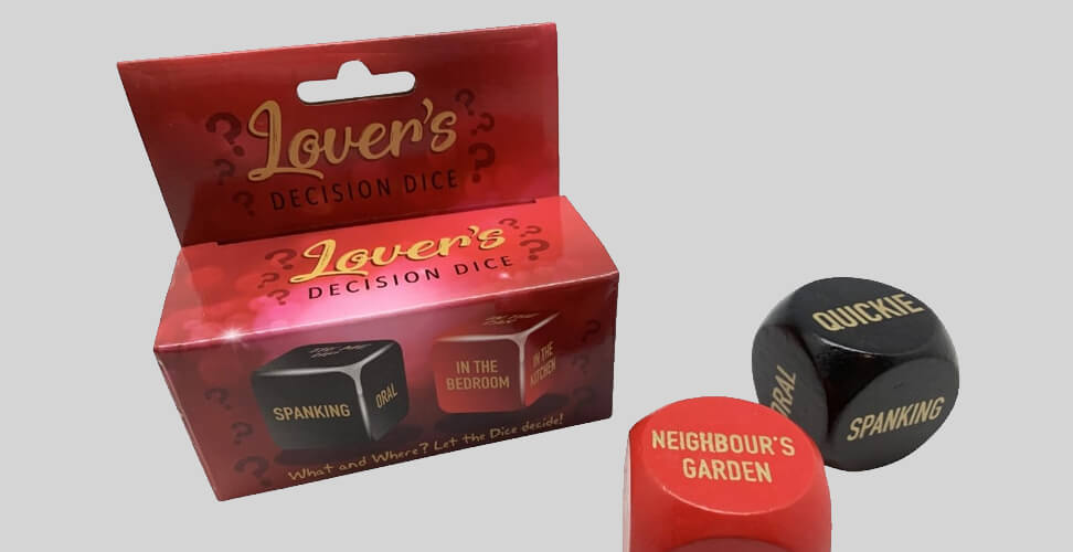 Lovers Decision Dice &ndash; adult novelty game for couples, romantic or playful bedroom activity, fun adult gift for anniversaries, Valentine&rsquo;s Day, or intimate parties
