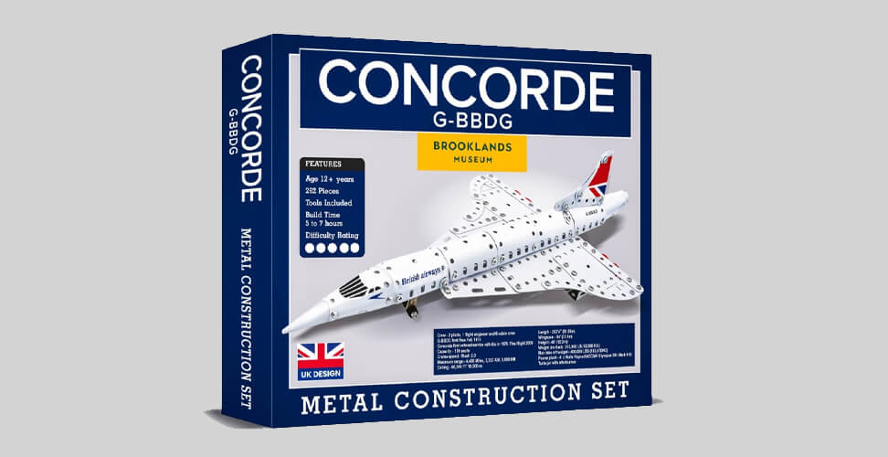 Concord metal construction set, retro engineering toy for building models, STEM-inspired educational kit and nostalgic Christmas gift idea