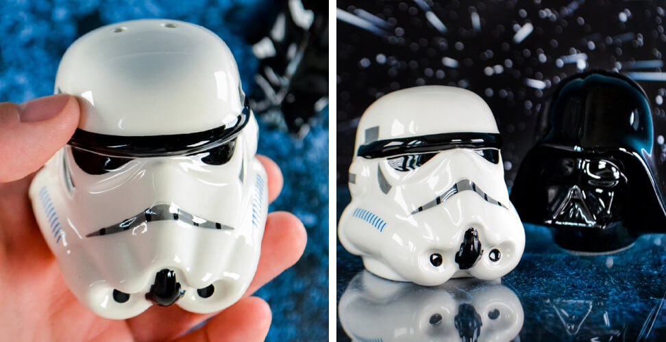 Darth Vader salt and pepper shakers, Star Wars-themed kitchen accessories, retro novelty dining d&eacute;cor and unique Christmas or birthday gift idea