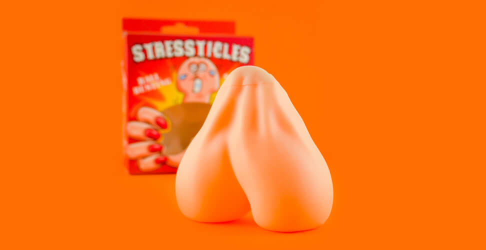 Stressticles stress ball shaped like testicles &ndash; funny adult novelty gag gift, humorous desk toy for stress relief, prank present for birthdays or coworkers