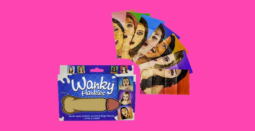Wanky Hankies &ndash; cheeky illustrated tissues - adult novelty gag gift, funny party or birthday present for adults