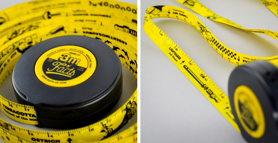 Fun Facts novelty tape measure filled with trivia &ndash; unique quirky gift for DIY fans and Secret Santa