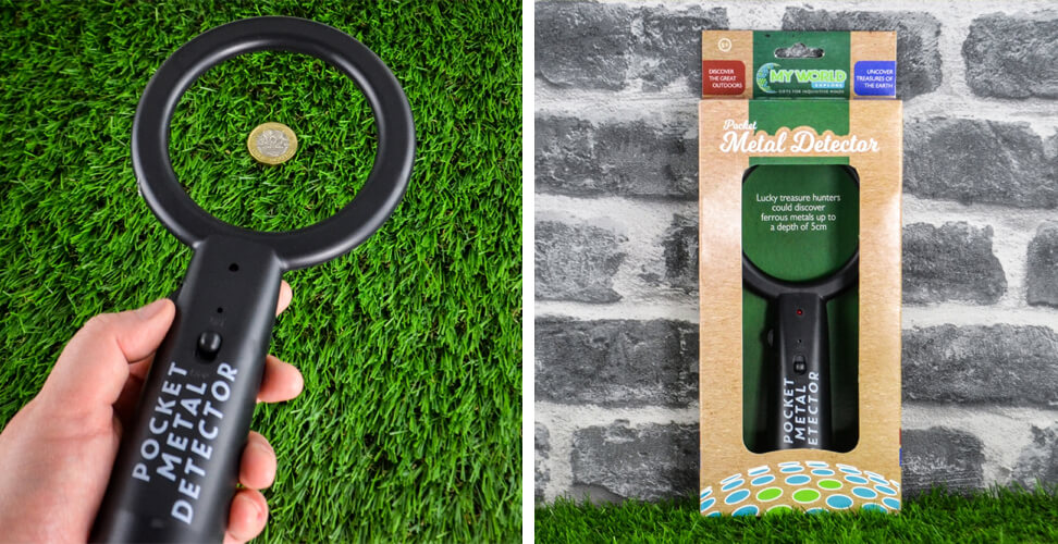 Pocket metal detector gift &ndash; compact handheld gadget for treasure hunting, novelty Secret Santa or outdoor fun