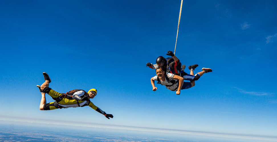 A group of people skydiving