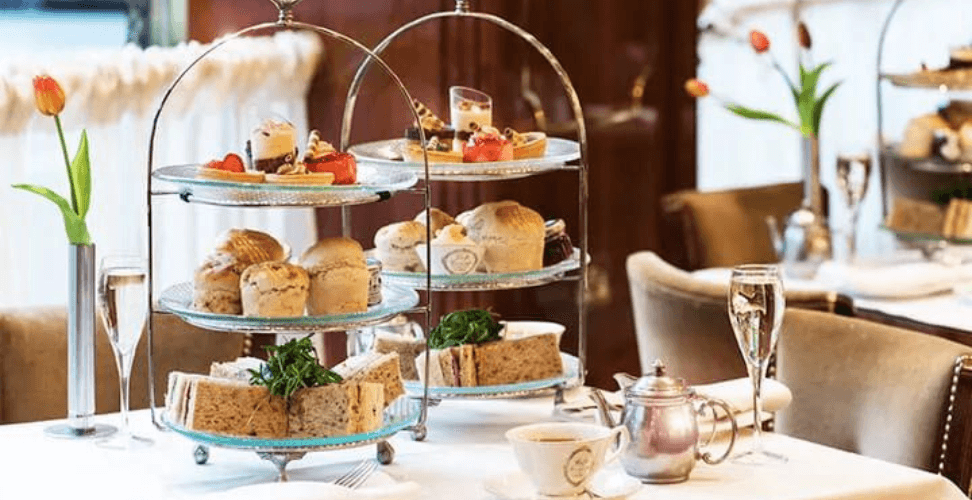 A tray of food on a table
