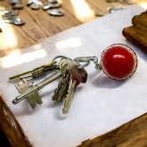 Thumbnail 1 - Red Leather Mini Cricket Ball Keyring