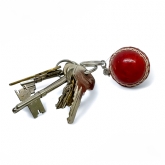 Thumbnail 2 - Red Leather Mini Cricket Ball Keyring
