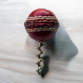 Thumbnail 2 - Red Leather Mini Cricket Ball Wine Bottle Opener