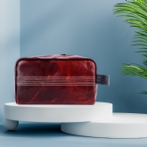 Thumbnail 1 - Cricket Ball Red Buffalo Leather Toiletry Bag