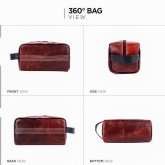 Thumbnail 3 - Cricket Ball Red Buffalo Leather Toiletry Bag