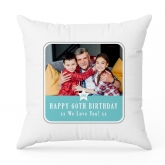 Thumbnail 5 - Personalised 60th Birthday Blue Photo Upload Cushion